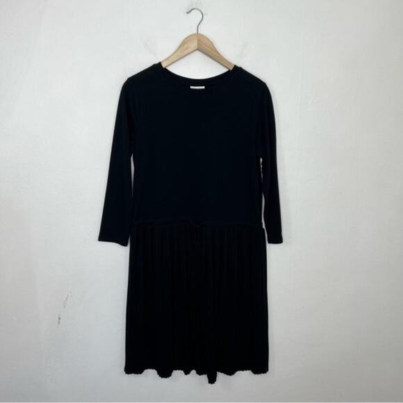 NWT J. Jill Black Pleated Drawstring-Waist Knit Dress 3/4 Sleeve Stretch Knit - Picture 14 of 14